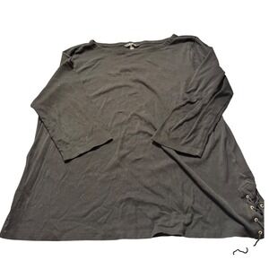 Lauren Ralph Lauren Womens Black Lace Up Detail Tunic Top Plus‎ Size 3XTG